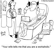 funny medical cartoon doctors office exam room examination workaholic female physician patient 1589